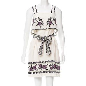 SUNO Embroidered Mini Dress